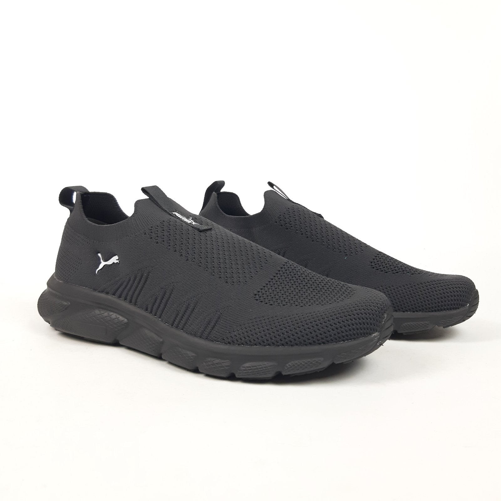 Puma Slip-On Knit тапкі мокасіни сліпони темно серые для прогулок шлепки сланцы