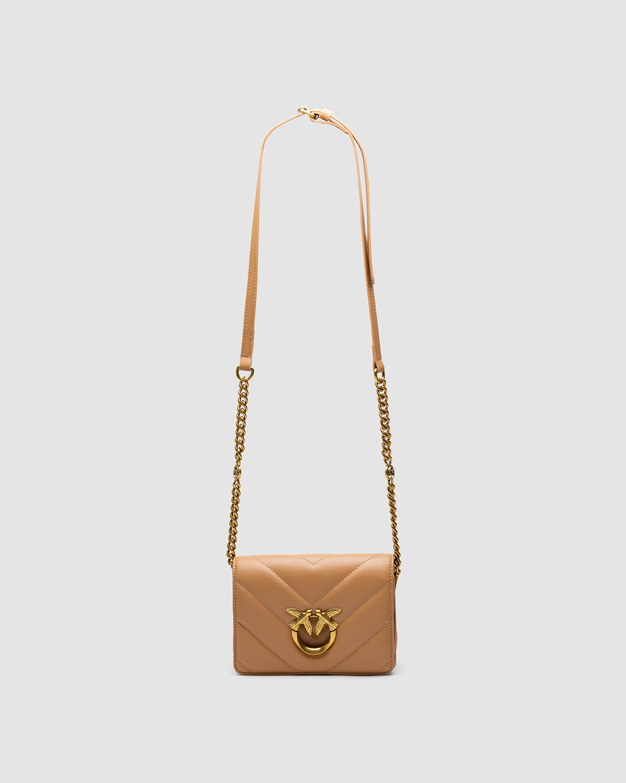 Pinko Mini Love Bag Click Big Chevron Beige