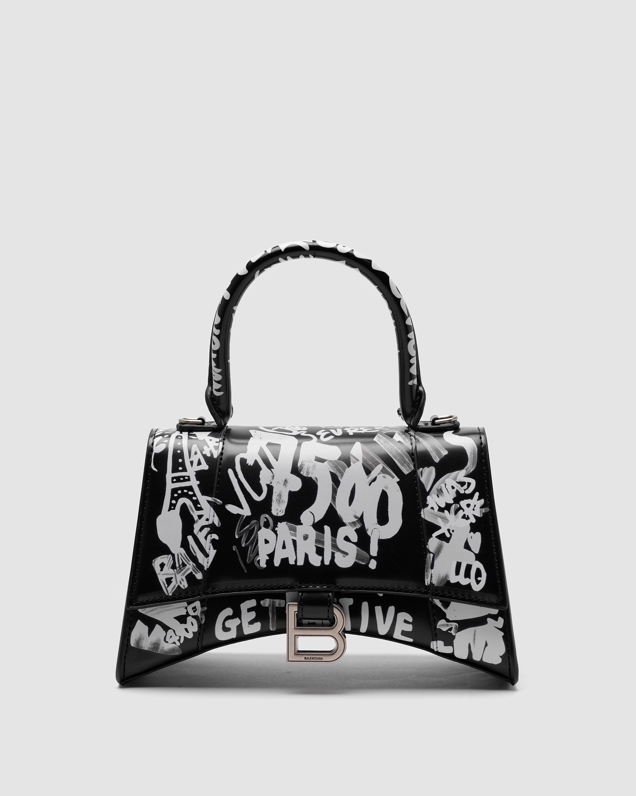 Balenciaga Hourglass Small Handbag Graffiti in Black