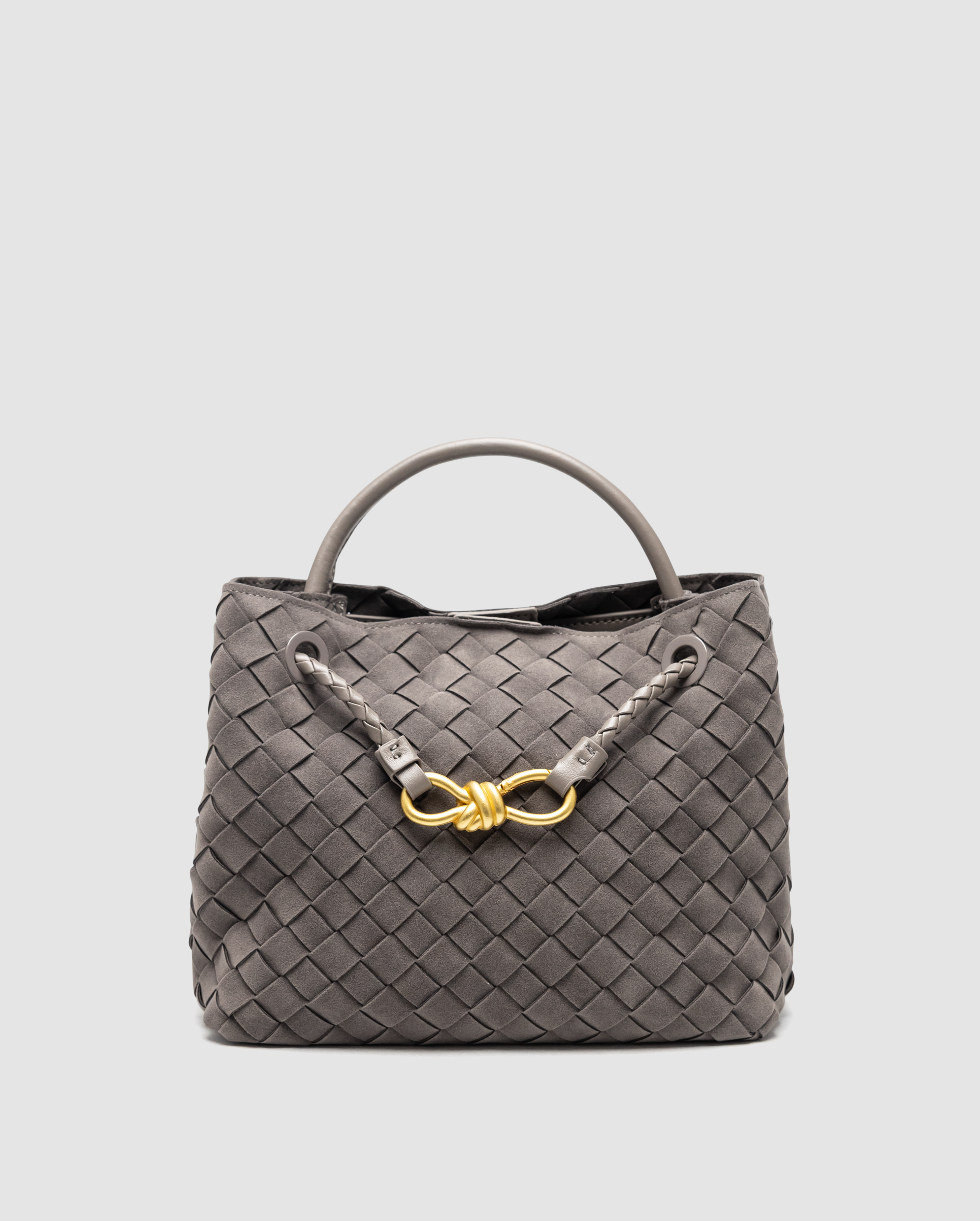 Bottega Veneta Small Andiamo Suede Grey