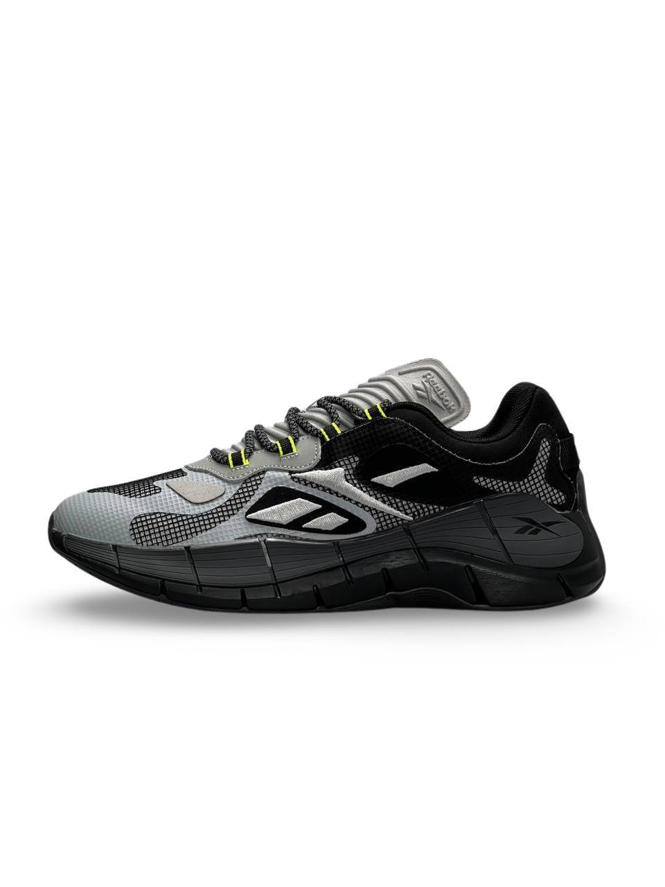 Кроссовки Reebok Zig Kinetica текстильные серые с черным демисезонные молодежные повседневные спортивная обувь
