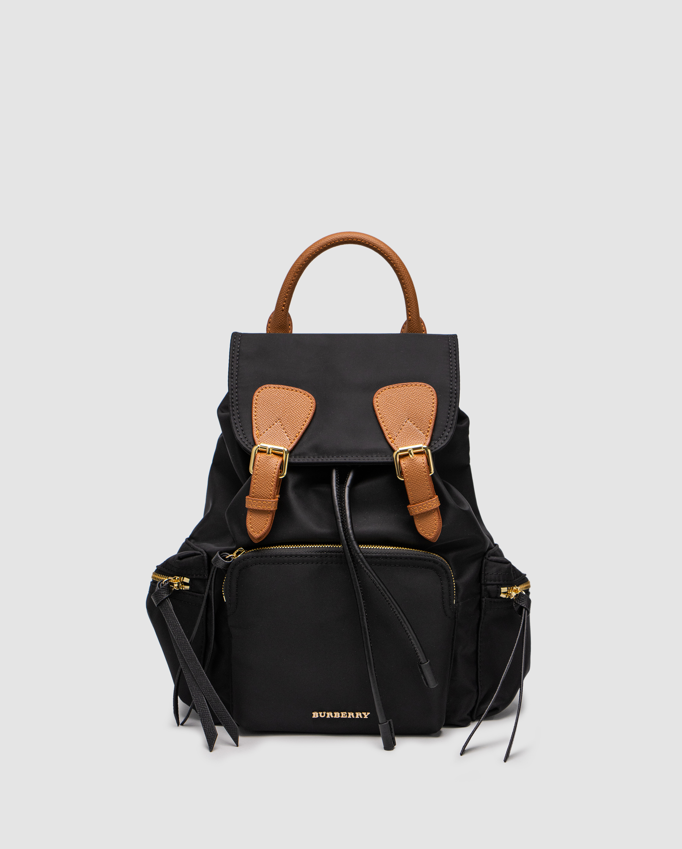 Burberry Nylon Backpack with Leather in Black