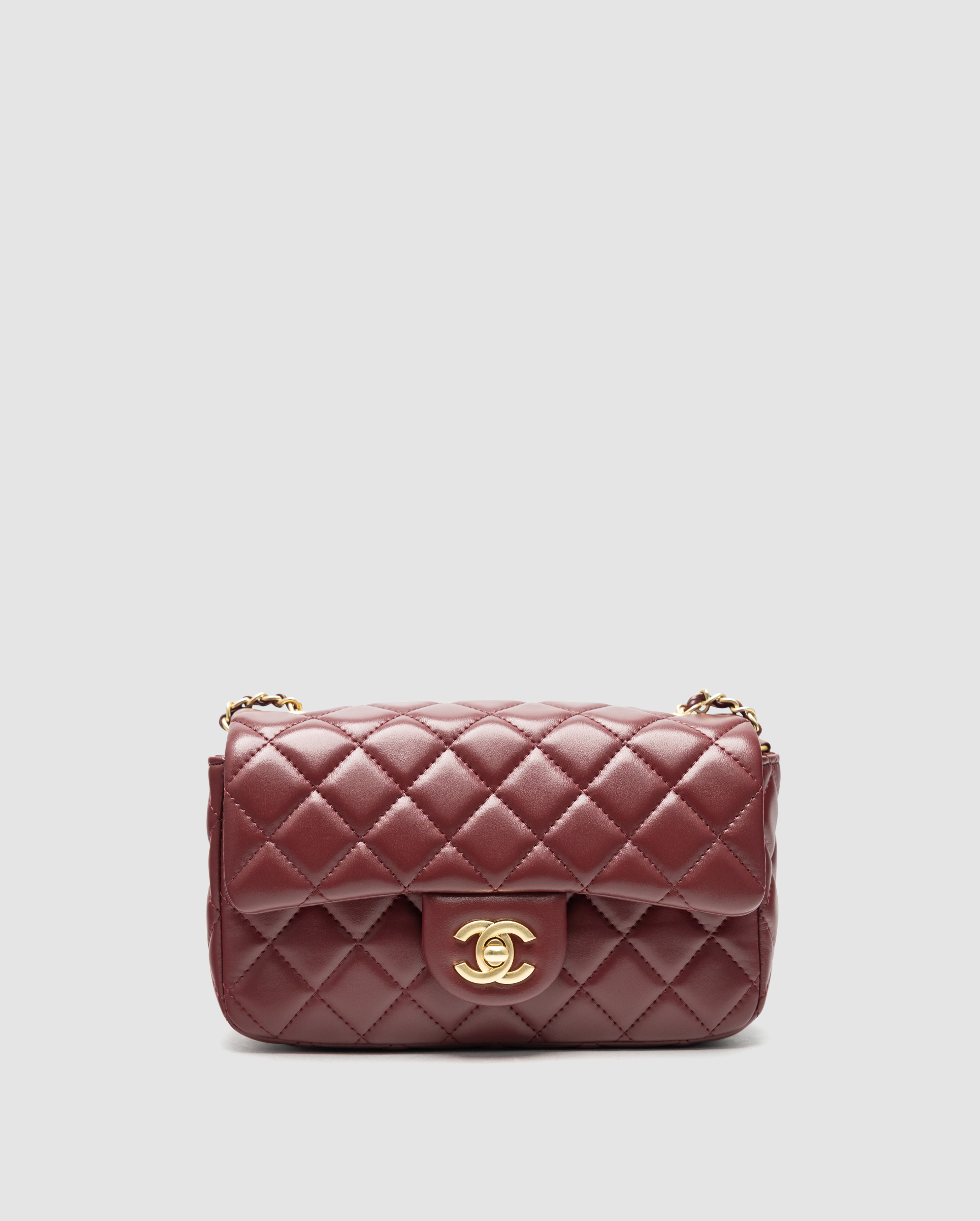 Chanel Classic 1.55 Small Single Flap in Burgundy/Gold