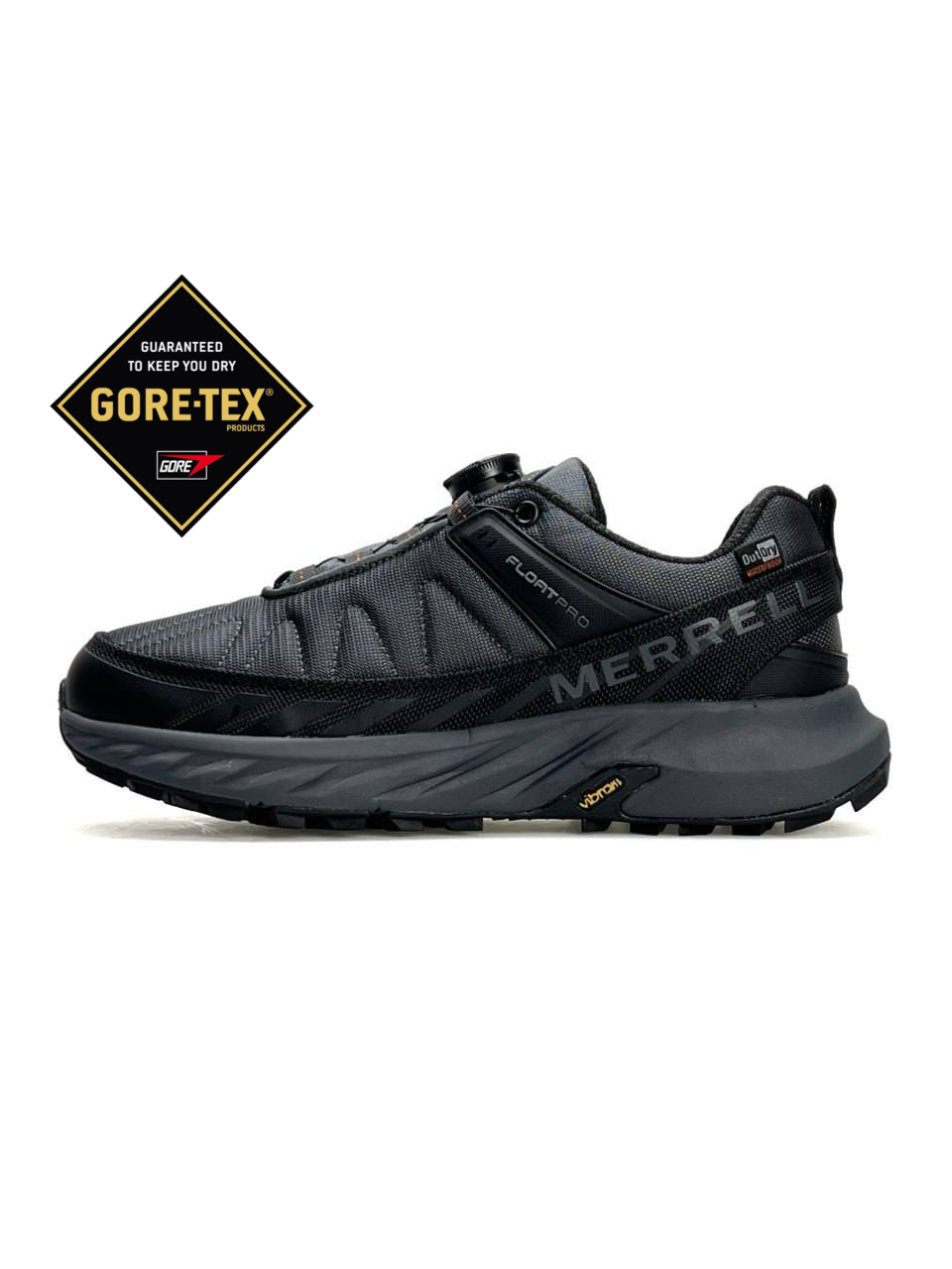 Кросівки Merrell Float Pro BOA GTX текстильні сірі з чорним демісезонні з вологозахистом повсякденні спортивне взуття
