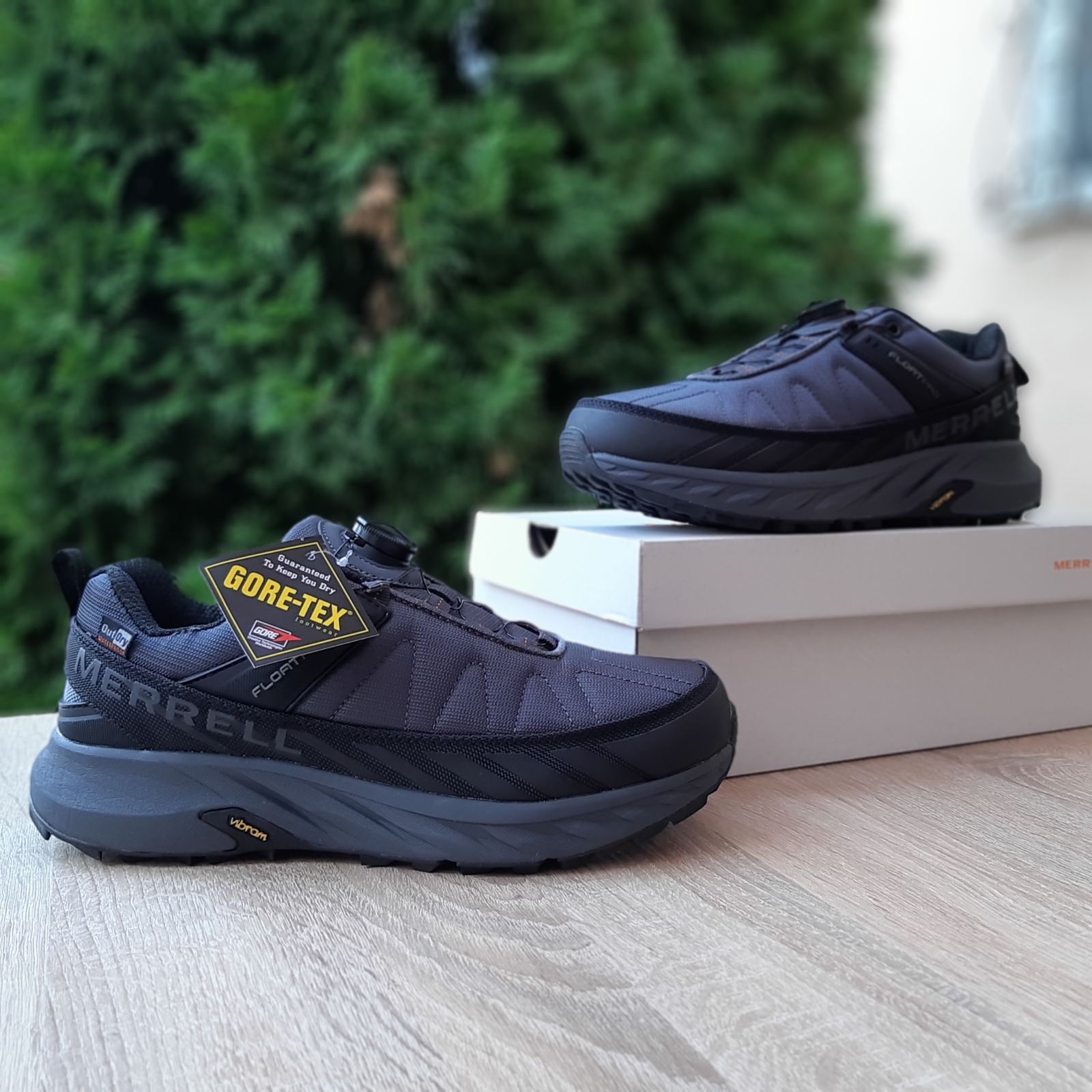 Кросівки Merrell Float Pro темно сірі гумові зимові повсякденні на шнурівці з водовідштовхувальним просоченням спортивне взуття