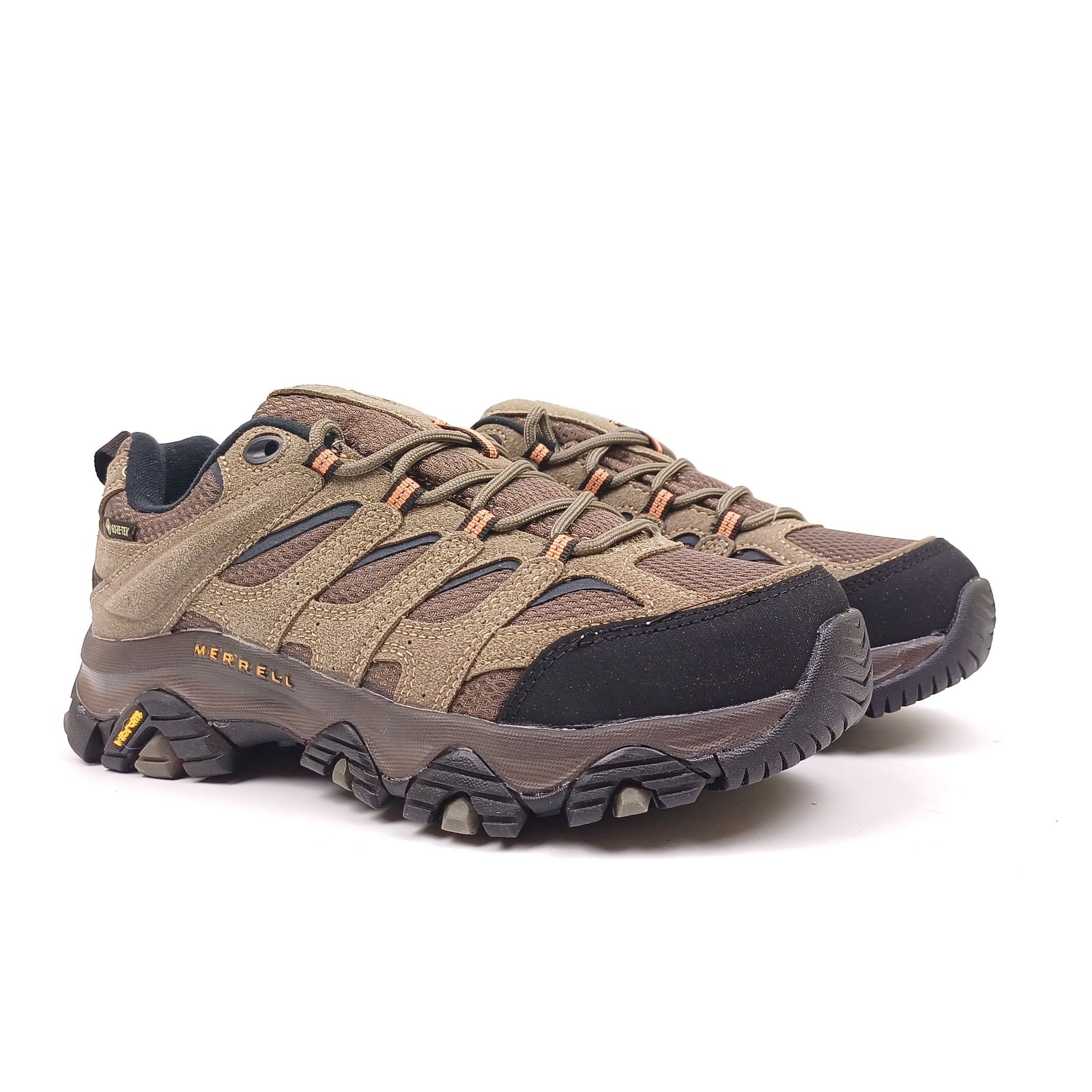 Кроссовки Merrell Moab 3 GTX GORE-TEX хаки с помаранчевим замшевые зимние с влагозащитой спортивная обувь