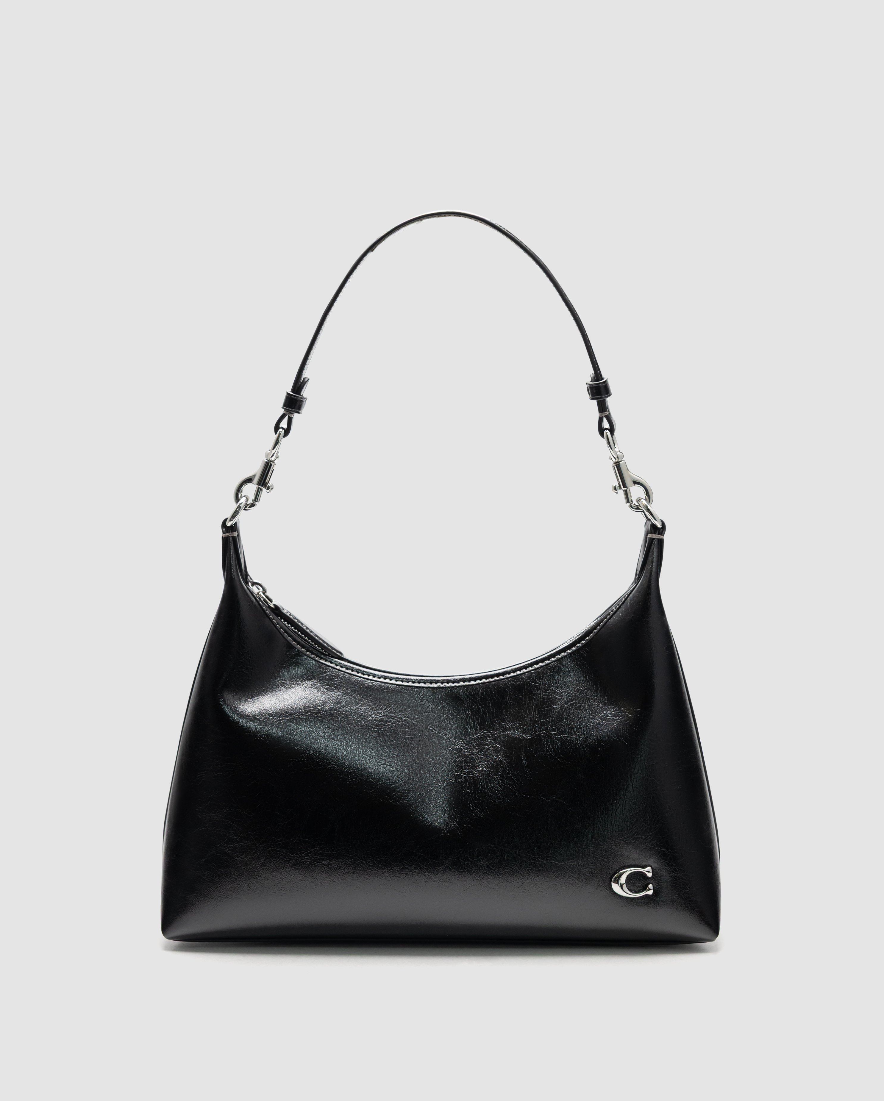 Coach Juliet Shoulder Bag in Glazed Leather Black/Silver