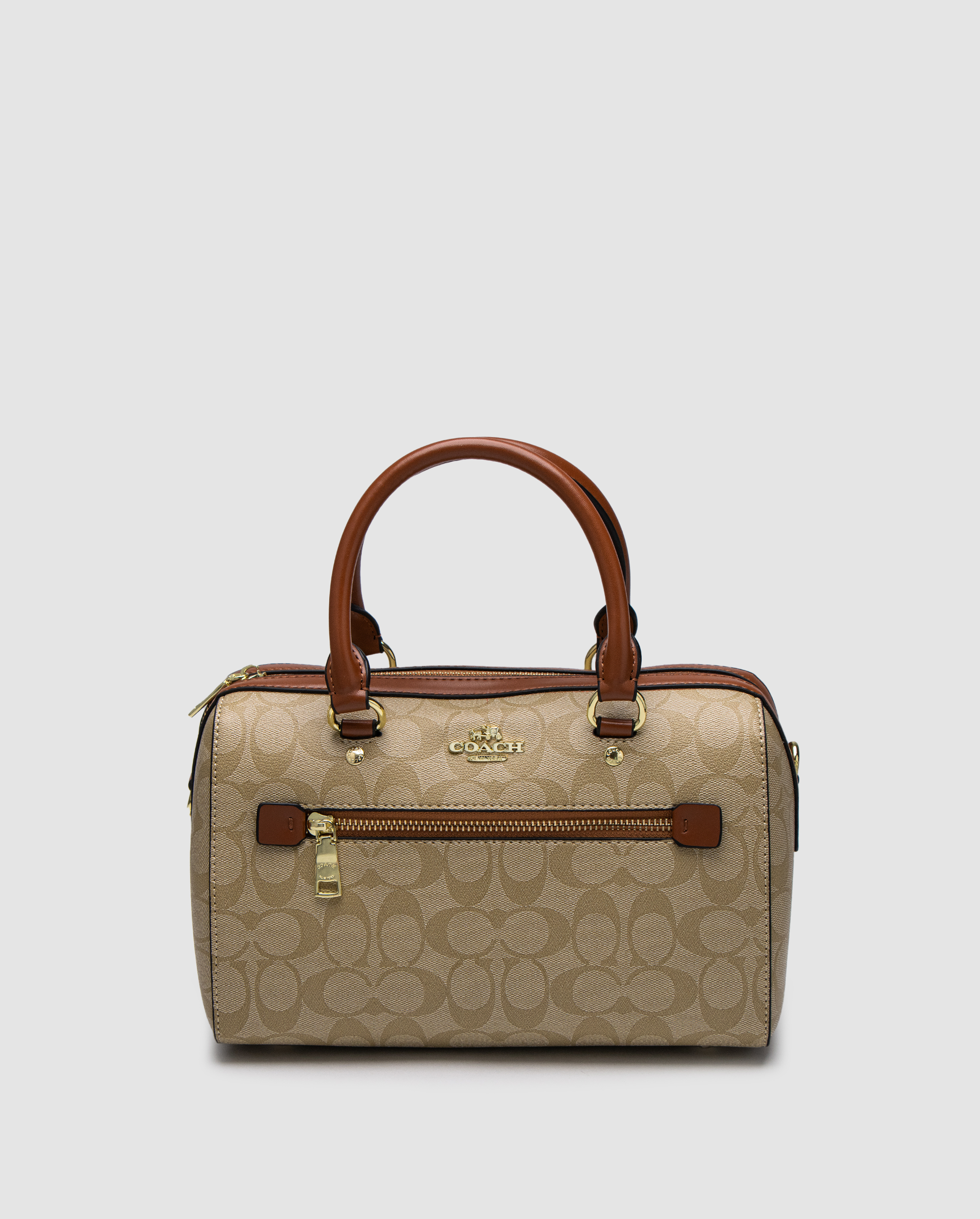 Coach Rowan Satchel In Signature Canvas Beige/Ginger