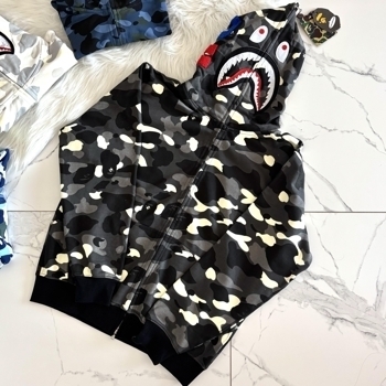 👕 Одяг Bape Shark Fullzip Camo Black Grey, фото 3
