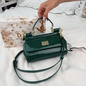 ⭐ PREMIUM Dolce & Gabbana Dolce & Gabbana Mini Sicily Green Patent Leather with Gold Hardware