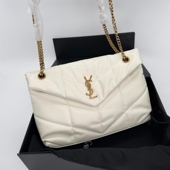 Saint Laurent Saint Laurent Loulou Puffer Medium in Light Cream