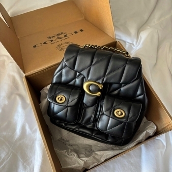 Coach Coach Pillow Tabby Backpack Black with Gold