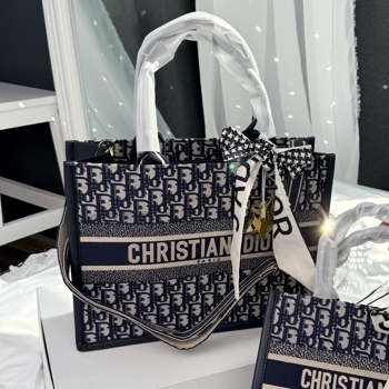 Dior Dior Book Tote Blue Dior Oblique Embroidery