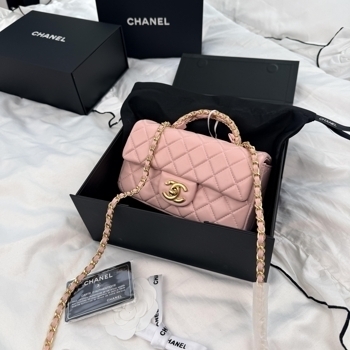 Chanel Chanel Classic Flap Top Handle Pink with Gold