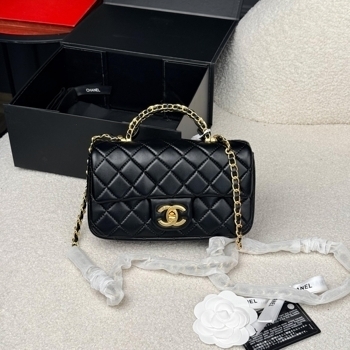 Chanel Chanel Classic Flap Top Handle Black with Gold