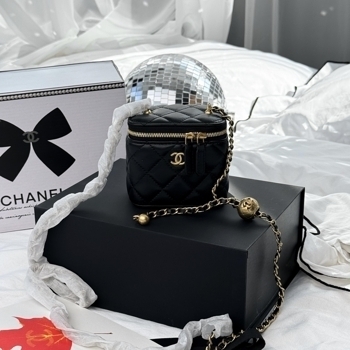 Chanel Chanel Mini Vanity Case in Black Lambskin Gold-Tone Hardware