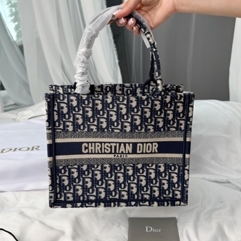 Dior Dior Book Tote Blue Dior Oblique Embroidery
