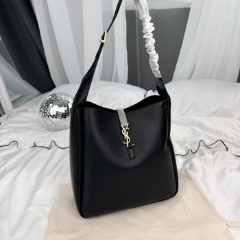Saint Laurent Saint Laurent Bucket Bag Blat Leather with Gold