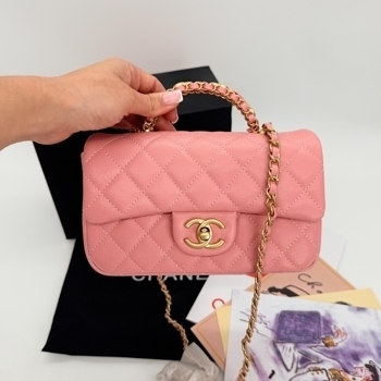 Chanel Chanel Classic Flap Top Handle Caviar Pink with Gold