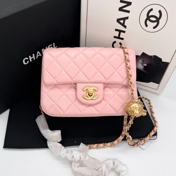Chanel Chanel Mini 17 Classic Flap Bag in Pink with Gold
