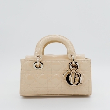 Dior Dior D-Joy Patent Leather Bag in Beige with Gold
