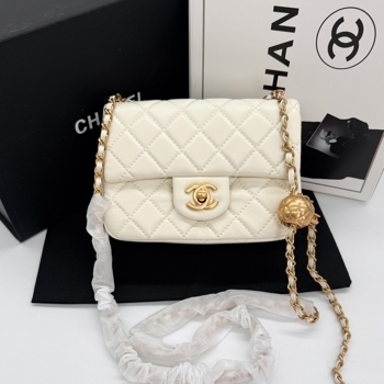 Chanel Chanel Mini 17 Classic Flap Bag in Cream with Gold
