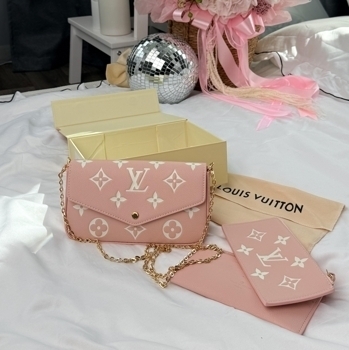 Louis Vuitton Louis Vuitton Felicie Pochette Monogram Empreinte Leather Pink / Cream