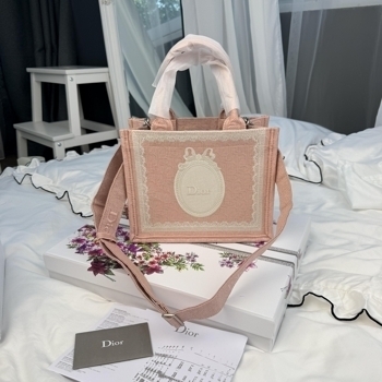 Dior Dior Book Tote Pink Toile Embroidery