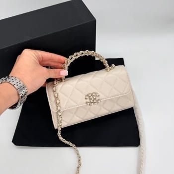 Chanel Chanel Mini Flap Top Handle Bag Caviar Leather Cream