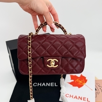 Chanel Chanel Classic Flap Top Handle Caviar Bordo with Gold