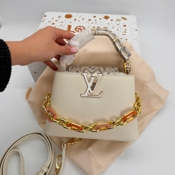 Louis Vuitton Louis Vuitton Capucines Mini Cream Python Handle, фото 3