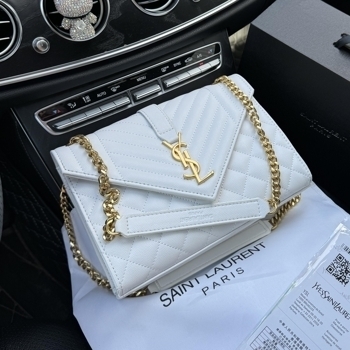 Saint Laurent YSL Envelope Wallet White Leather