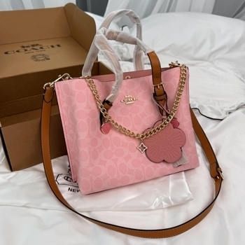 Coach Coach Mollie Tote Bag in Signature Pink Canvas