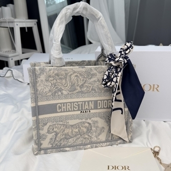 Dior Dior Book Tote Grey Toile de Jouy Embroidery