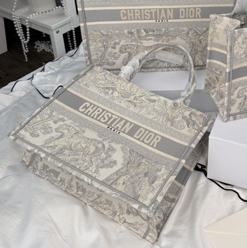 Dior Dior Book Tote Grey Toile de Jouy Embroidery