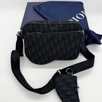 Dior Dior Saddle Triple Pouch Black Oblique, фото 3