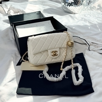 Chanel Chanel Mini 20 Classic Flap Bag in Milk with Gold