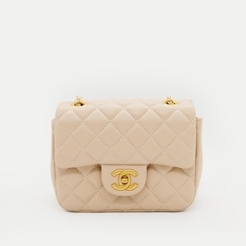 Chanel Chanel Mini 17 Classic Flap Bag in Beige with Gold