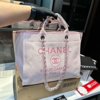 Chanel Chanel Deauville Canvas Tote Bag in Light Pink