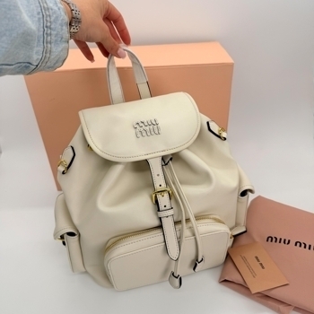 Miu Miu Miu Miu Leather Backpack Light Cream
