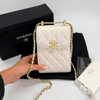 Chanel Chanel Quilted Mini Bag Cream Leather Gold Hardware