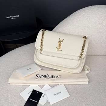 Saint Laurent Saint Laurent Niki in Grained Lambskin Milk / Gold