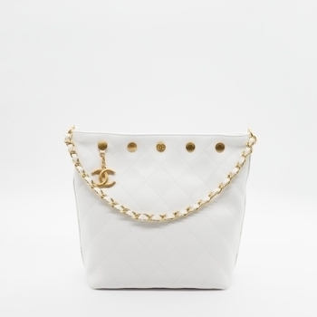 Chanel Chanel Chain Bucket Bag White with Gold