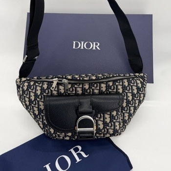 Dior Dior Saddle Belt Bag Beige Black Oblique, фото 3