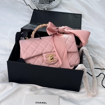 Chanel Chanel Classic Flap Top Handle Caviar Pink with Gold