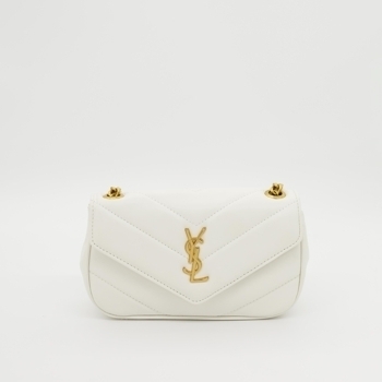 Saint Laurent Saint Laurent Loulou Mini Leather White with Gold