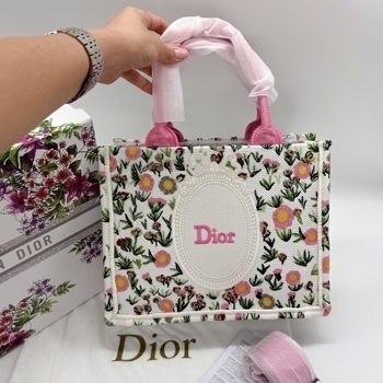 Dior Dior Book Tote Pink Floral Embroidery