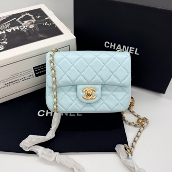 Chanel Chanel Mini 17 Classic Flap Bag in Blue with Gold
