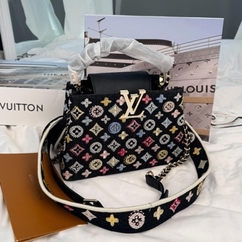 Louis Vuitton Louis Vuitton Capucines MM Black Multicolor Embroidered Monogram