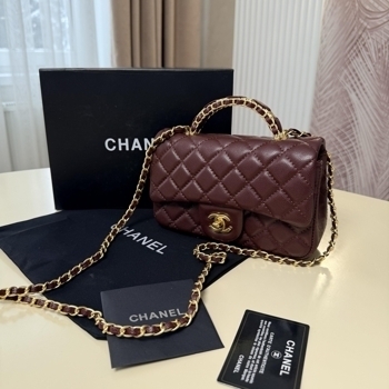 Chanel Chanel Classic Flap Top Handle Caviar Bordo with Gold